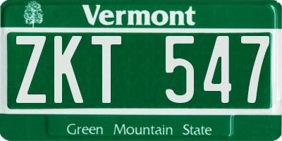 VT license plate ZKT547