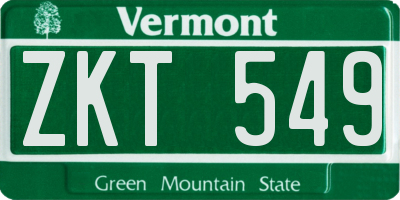 VT license plate ZKT549