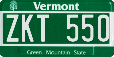 VT license plate ZKT550