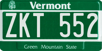 VT license plate ZKT552