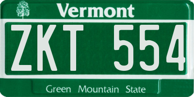 VT license plate ZKT554