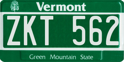 VT license plate ZKT562