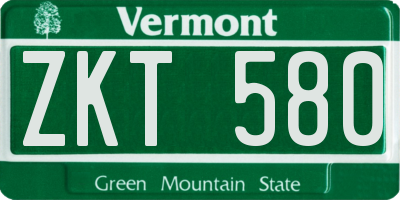 VT license plate ZKT580