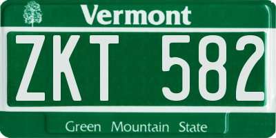 VT license plate ZKT582