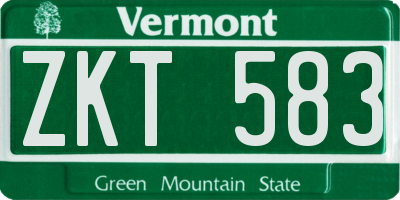 VT license plate ZKT583