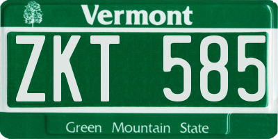 VT license plate ZKT585