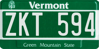 VT license plate ZKT594