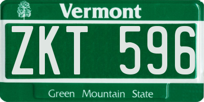 VT license plate ZKT596