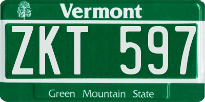 VT license plate ZKT597
