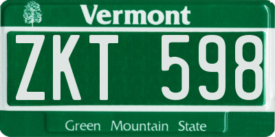 VT license plate ZKT598