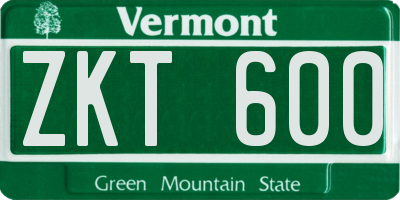 VT license plate ZKT600