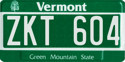 VT license plate ZKT604