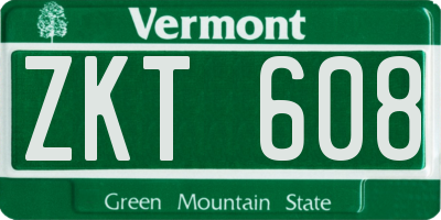 VT license plate ZKT608