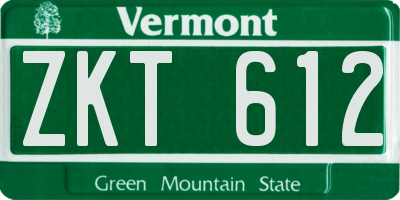 VT license plate ZKT612
