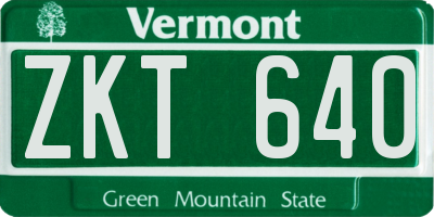 VT license plate ZKT640