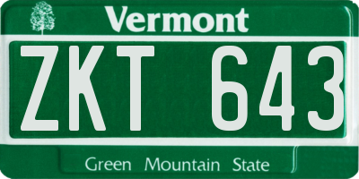 VT license plate ZKT643