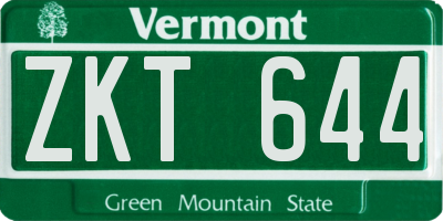 VT license plate ZKT644