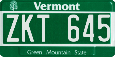 VT license plate ZKT645