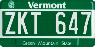 VT license plate ZKT647