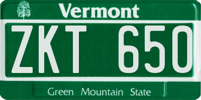 VT license plate ZKT650
