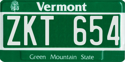 VT license plate ZKT654
