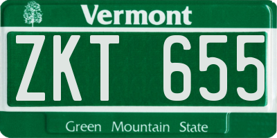 VT license plate ZKT655