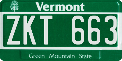 VT license plate ZKT663