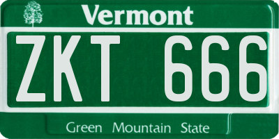 VT license plate ZKT666
