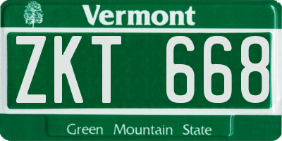 VT license plate ZKT668