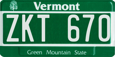 VT license plate ZKT670
