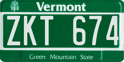 VT license plate ZKT674