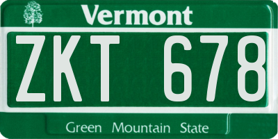 VT license plate ZKT678