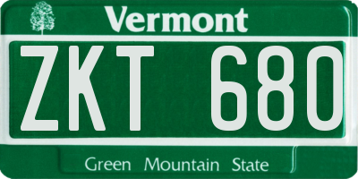 VT license plate ZKT680
