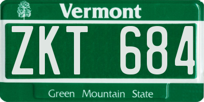 VT license plate ZKT684