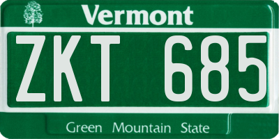 VT license plate ZKT685