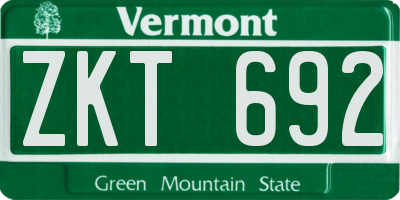 VT license plate ZKT692