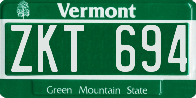 VT license plate ZKT694