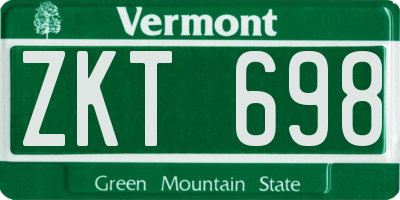 VT license plate ZKT698