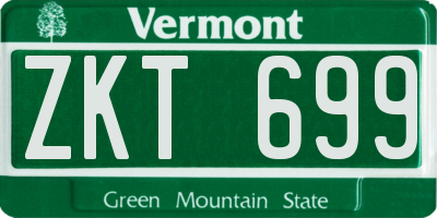 VT license plate ZKT699