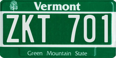 VT license plate ZKT701