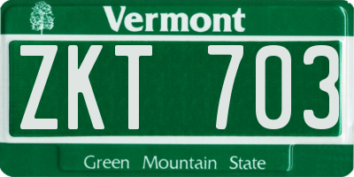VT license plate ZKT703