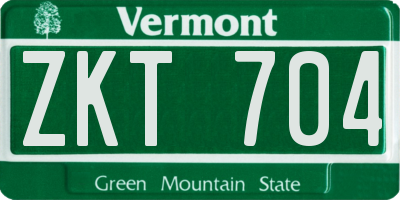 VT license plate ZKT704