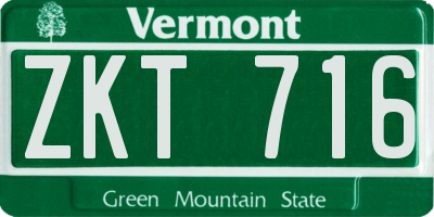 VT license plate ZKT716