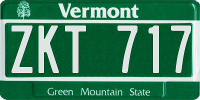 VT license plate ZKT717