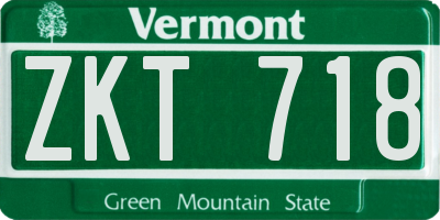 VT license plate ZKT718