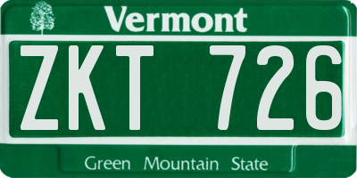 VT license plate ZKT726