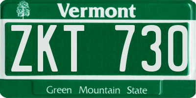 VT license plate ZKT730