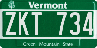 VT license plate ZKT734