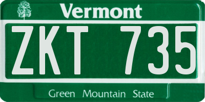 VT license plate ZKT735