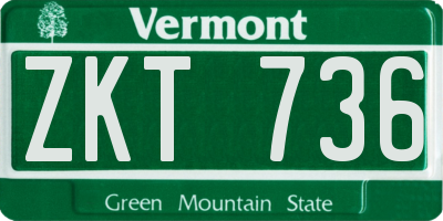 VT license plate ZKT736